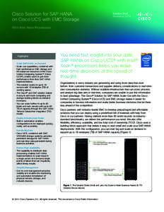 Cisco Solution for SAP HANA on Cisco UCS with EMC Storage Solution Brief November 2014