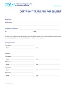 eISSN: COPYRIGHT TRANSFER AGREEMENT Manuscript ID Manuscript title