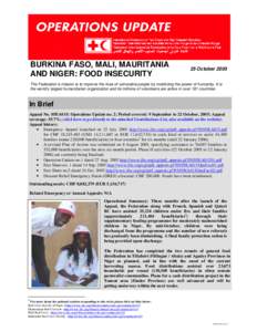 IFRC-Burkina Faso, Mali Mauritania and Niger; Food Insecurity(Appeal no. 05EA015) Operations Update no[removed])