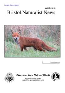 Contents / Diary of events  MARCH 2016 Bristol Naturalist News