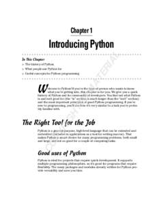 Chapter 1  AL Introducing Python In This Chapter