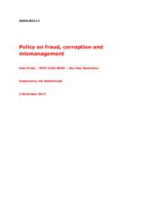 VersionPolicy on fraud, corruption and mismanagement Aids Fonds – STOP AIDS NOW! – Soa Aids Nederland