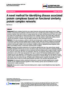 A novel method for identifying disease associated protein complexes based on functional similarity protein complex networks