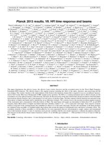 Astronomy & Astrophysics manuscript no. HFI˙Transfer˙Function˙and˙Beams March 20, 2013 c ESO 2013
