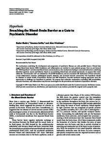 Hindawi Publishing Corporation Cardiovascular Psychiatry and Neurology Volume 2009, Article ID[removed], 7 pages doi:[removed][removed]Hypothesis