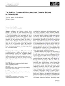 World J Surg:2003–2006 DOIs00268The Political Economy of Emergency and Essential Surgery in Global Health Jeremy P. Hedges • Charles N. Mock