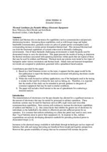 SEMI-THERM 30 Extended Abstract Thermal Conditions for Portable Military Electronic Equipment Ross Wilcoxon, Dave Dlouhy and Josh Beals Rockwell Collins, Cedar Rapids IA Summary