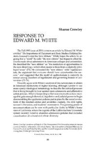 Sharon Crowley  RESPONSE TO EDWARD M. WHITE The Fall1995 issue of JBW contains an article by Edward M. White entitled 