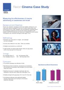 Revlon Cinema Case Study  Measuring the effectiveness of cinema advertising on awareness and recall. Background and Objectives Revlon ran a television campaign in Perth and Adelaide, followed by a six
