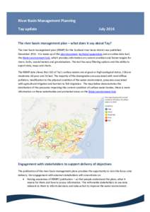 River Basin Management Planning Tay update JulyThe river basin management plan – what does it say about Tay?
