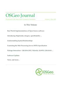 OSGeo Journal The Journal of the Open Source Geospatial Foundation Volume 1 / MayIn This Volume