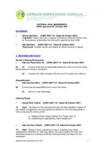 NATIONAL RULE AMENDMENTS AHRC approved 26th October 2007 DICTIONARY   Amend Definition (AHRC[removed]Dated 26 October 2007)