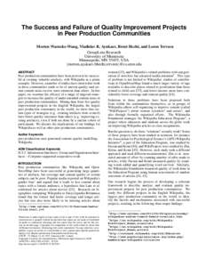 The Success and Failure of Quality Improvement Projects in Peer Production Communities