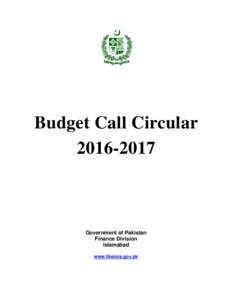 Budget Call CircularGovernment of Pakistan Finance Division Islamabad