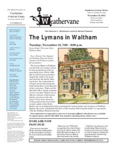 Waltham /  Massachusetts / Massachusetts / Lyman Estate / Lyman / New England Historic Genealogical Society / Waltham Manufacturing Company / Watertown /  Massachusetts / Waltham