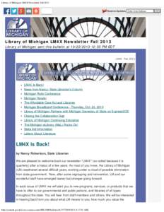 Library of Michigan LM4X Newsletter Fall 2013