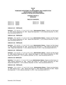 RULES OF TENNESSEE DEPARTMENT OF ENVIRONMENT AND CONSERVATION WATER QUALITY CONTROL BOARD DIVISION OF WATER POLLUTION CONTROL CHAPTER[removed]