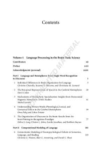 Language Processing in the Brain: Basic Science  MA Volume 1