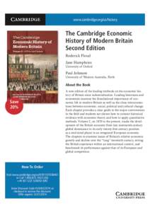 www.cambridge.org/us/history  The Cambridge Economic History of Modern Britain Second Edition Roderick Floud