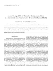 Limnological Review (2006): Annual 6changeability of thermal and oxygen conditions in a meromictic lake  141