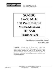 SG-2000 MANUAL  SGMHz 150 Watt Output Multi-Mission