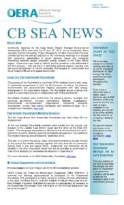 August 2013 Volume 1, Number 1 CB SEA NEWS  What’s New