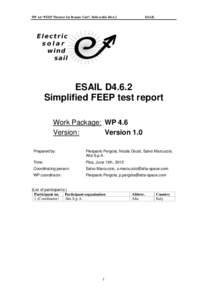 WP 4.6 “FEEP Thruster for Remote Unit”, Deliverable D4.6.2  ESAIL ESAIL D4.6.2 Simplified FEEP test report