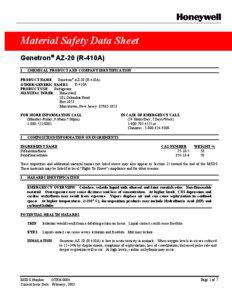 Material Safety Data Sheet Genetron AZ-20 (R-410A) 1.