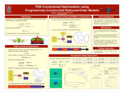 PDE-Constrained Optimization using Progressively-Constructed Reduced-Order Models Matthew J. Zahr and Charbel Farhat Stanford University  Introduction
