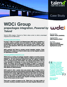 Case Study  WDCi Group prepackages integration, Powered by Talend
