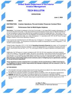 United States Department of the Interior Aviation Management TECH BULLETIN OPERATIONS June 2, 2006