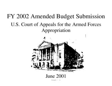 FY 2002 Amended Budget Submission U.S. Court of Appeals for the Armed Forces Appropriation June 2001 Court - 1