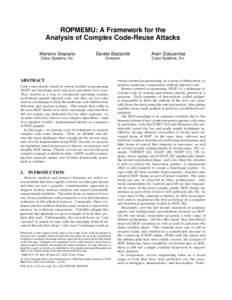 ROPMEMU: A Framework for the Analysis of Complex Code-Reuse Attacks Mariano Graziano Davide Balzarotti