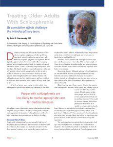 Treating Older Adults With Schizophrenia Its cumulative effects challenge