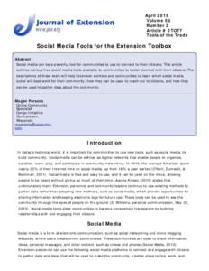 Social Media Tools for the Extension Toolbox