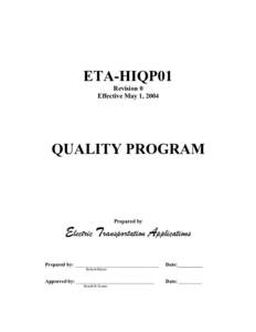 ETA-HIQP01 Revision 0 Effective May 1, 2004 QUALITY PROGRAM