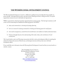 THE WYOMING RURAL DEVELOPMENT COUNCIL
