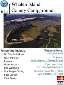 Whalen Island County Campground Amenities Include:  