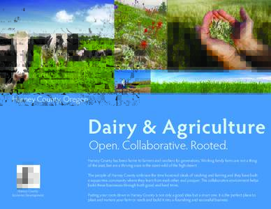 Harney County, Oregon  Dairy & Agriculture Open. Collaborative. Rooted.  Harney County has been home to farmers and ranchers for generations. Working family farms are not a thing