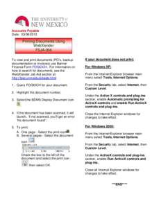 Accounts Payable Date: Printing Documents Using WebXtender FSJA-056