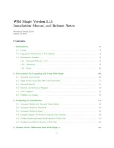 Wild Magic Version 5.13 Installation Manual and Release Notes Document Version[removed]August 11, 2014  Contents