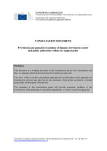 EUROPEAN COMMISSION Directorate-General for Financial Stability, Financial Services and Capital Markets Union INVESTMENT AND COMPANY REPORTING Free movement of capital and application of EU law  CONSULTATION DOCUMENT