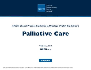 NCCN Guidelines Index Palliative Care TOC Discussion ®