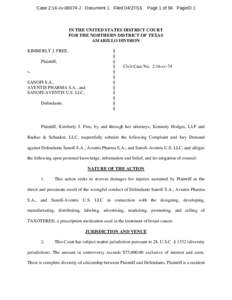 Case 2:16-cvJ Document 1 FiledPage 1 of 56 PageID 1 IN THE UNITED STATES DISTRICT COURT FOR THE NORTHERN DISTRICT OF TEXAS