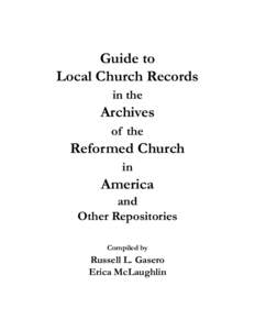 Guide to Local Church Records in the Archives of the
