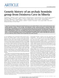 Cenozoic / Denisova hominin / Neanderthal / Denisova Cave / Anatomically modern humans / Archaic human admixture with modern Homo sapiens / Ancient DNA / Homo / Svante Pääbo / Human evolution / Genetics / Pleistocene