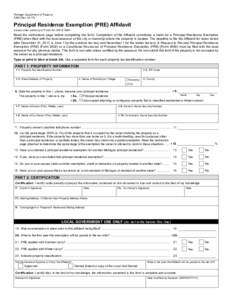 Reset Form Michigan Department of TreasuryRevPrincipal Residence Exemption (PRE) Affidavit Issued under authority of Public Act 206 of 1893.