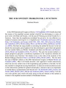 Proc. Int. Cong. of Math. – 2018 Rio de Janeiro, Vol–374) THE SUBCONVEXITY PROBLEM FOR L-FUNCTIONS Ritabrata Munshi