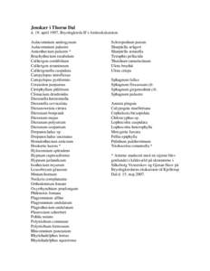 Jenskær i Thorsø Dal d. 19. april 1997, Bryologkreds II’s forårsekskursion Aulacomnium androgynum Aulacomnium palustre Anisothecium palustre * Brachythecium rutabulum