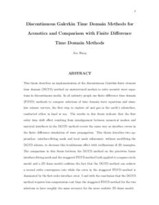 1  Discontinuous Galerkin Time Domain Methods for Acoustics and Comparison with Finite Difference Time Domain Methods Xin Wang